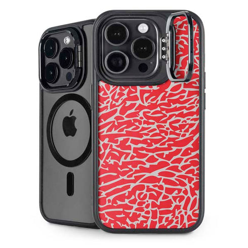 Elephant Print Red iPhone 16 Pro Kickstand Case